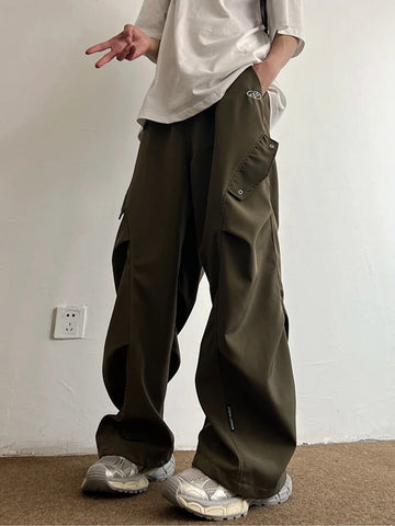 Aidase Parachute Cargo Pants Men Hip Hop Wide Leg Trousers Male Quick Drying Streetwear Loose Oversize Korean Hip Hop aidase-shop
